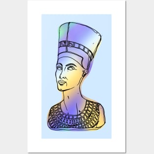 Nefertiti with holographic degradation Posters and Art